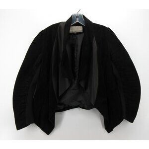 Bod & Christensen Jacket Medium Leather Open Shawl Wool Blend Trim*